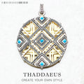 Blue Africa 925 Sterling Silver Pendant | Ethnic Round Necklace Pendant for Women