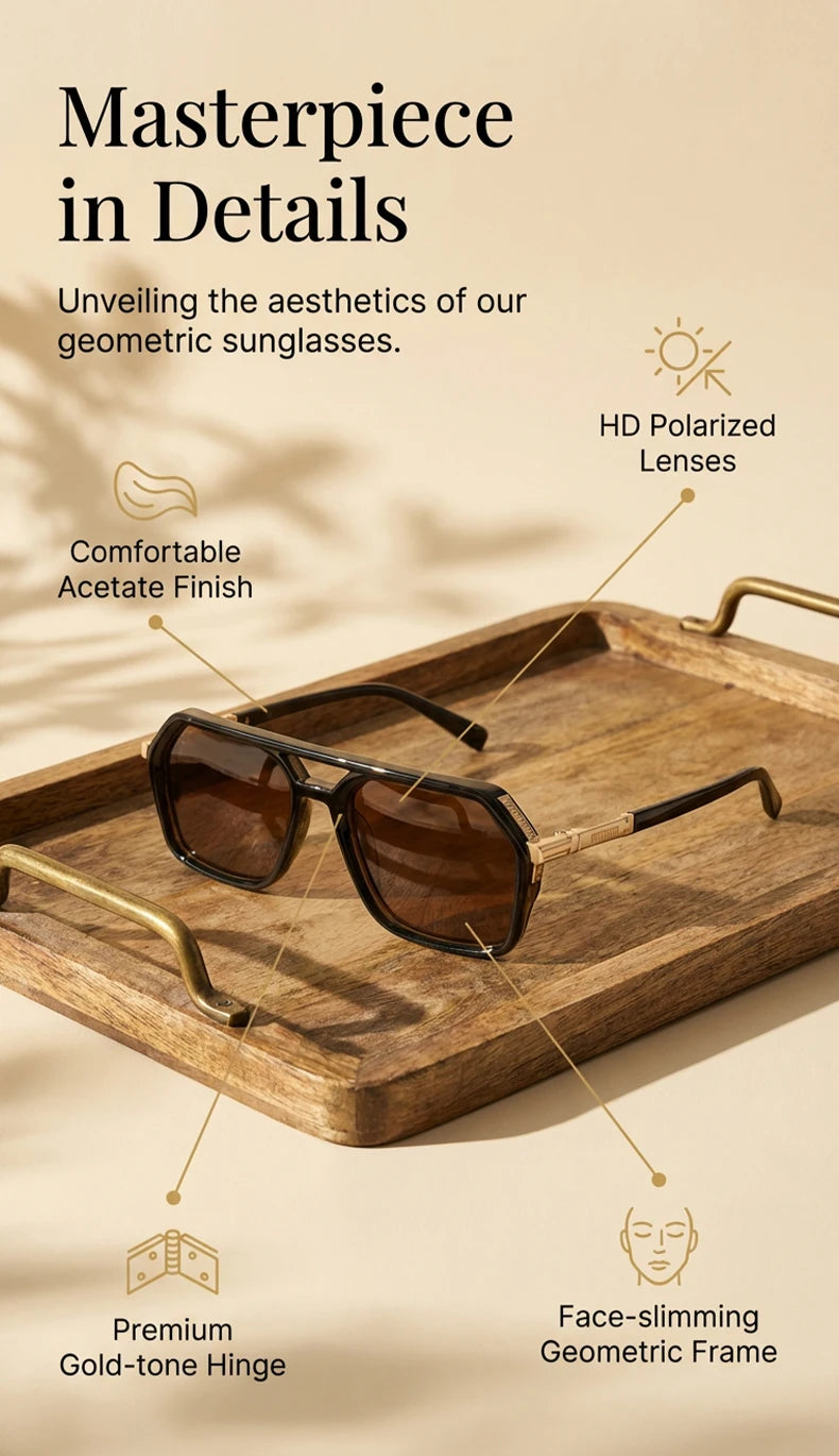Vintage Steampunk Double Bridge Sunglasses | Polarized & Classic Shades for Women