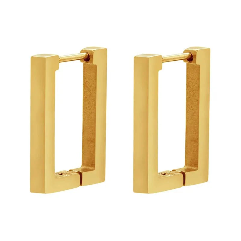 Metal Square Geometric Hoop Earrings | Gold & Silver Trendy Jewelry for Women