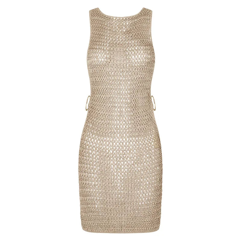 Cut-Out Corset Mini Beach Dress | Swimwear Cover Up for Women