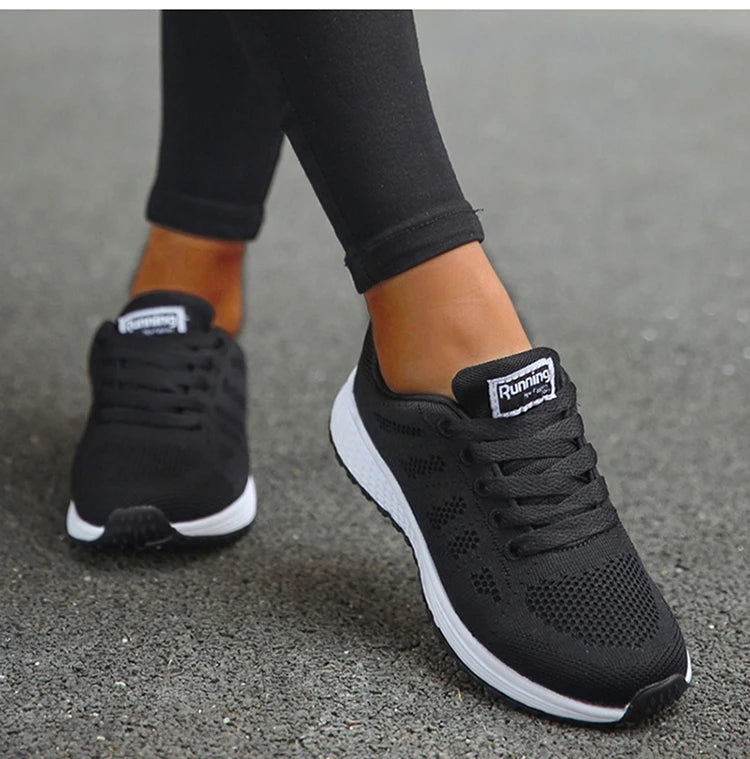 Women's Mesh Lace-Up Sneakers | Lightweight Casual Sports Shoes