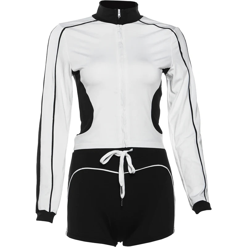 Zip Crop Jacket & Shorts Tracksuit Set