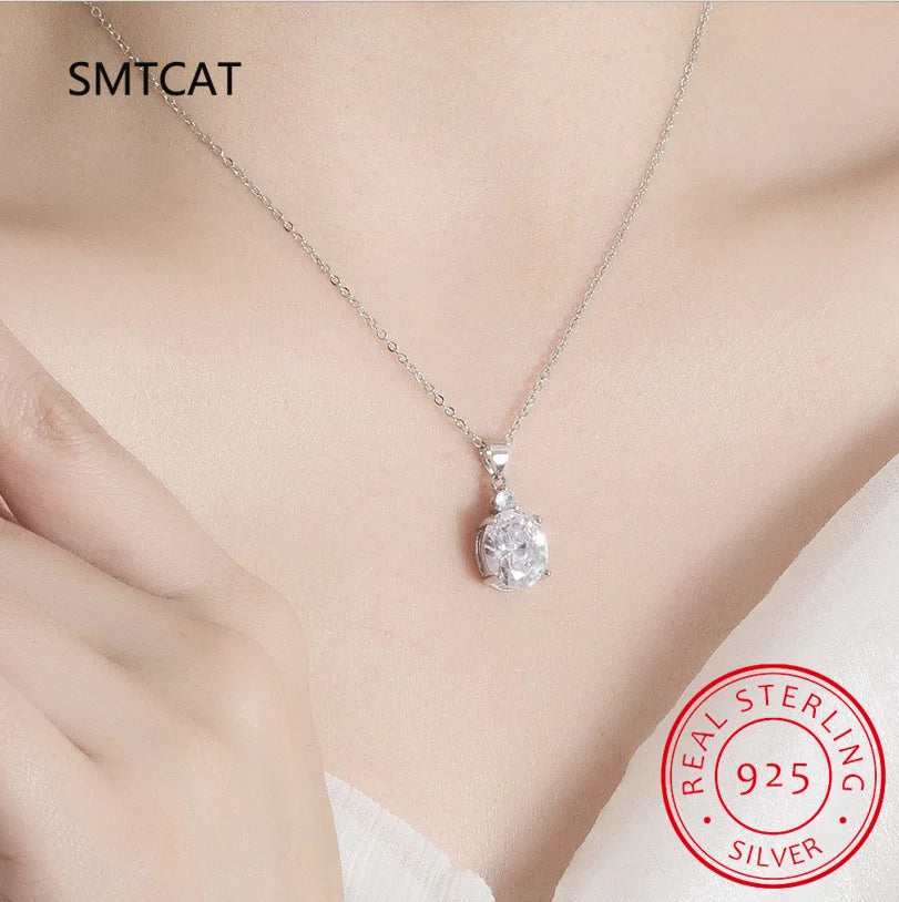 Citrine Pendant Necklace | 925 Sterling Silver Zircon Crystal Necklace for Women