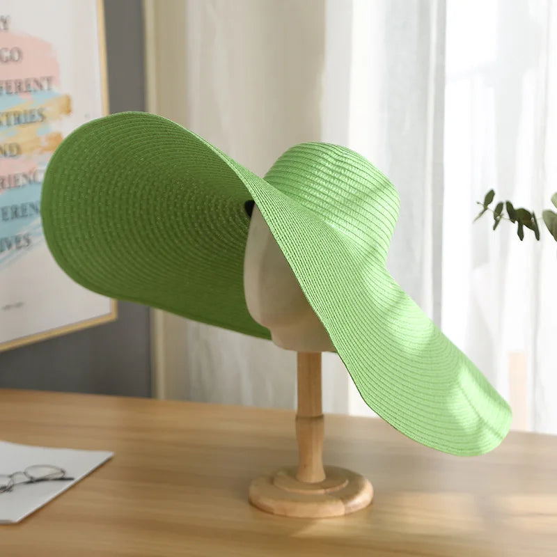 Oversized Wide Brim Foldable Straw Sun Hat