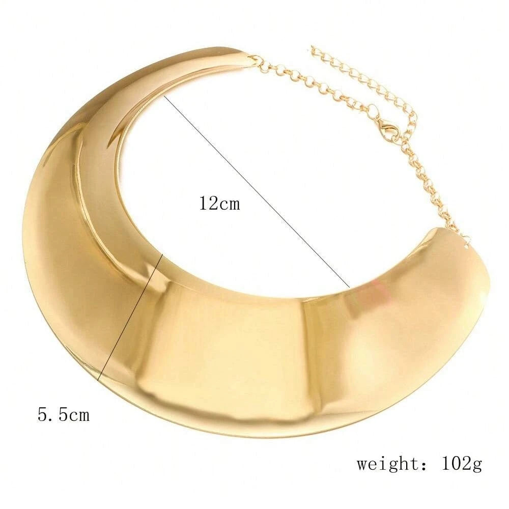 African Gold Punk Collar Choker Necklace | Exaggerated Metal Statement Necklace for Women