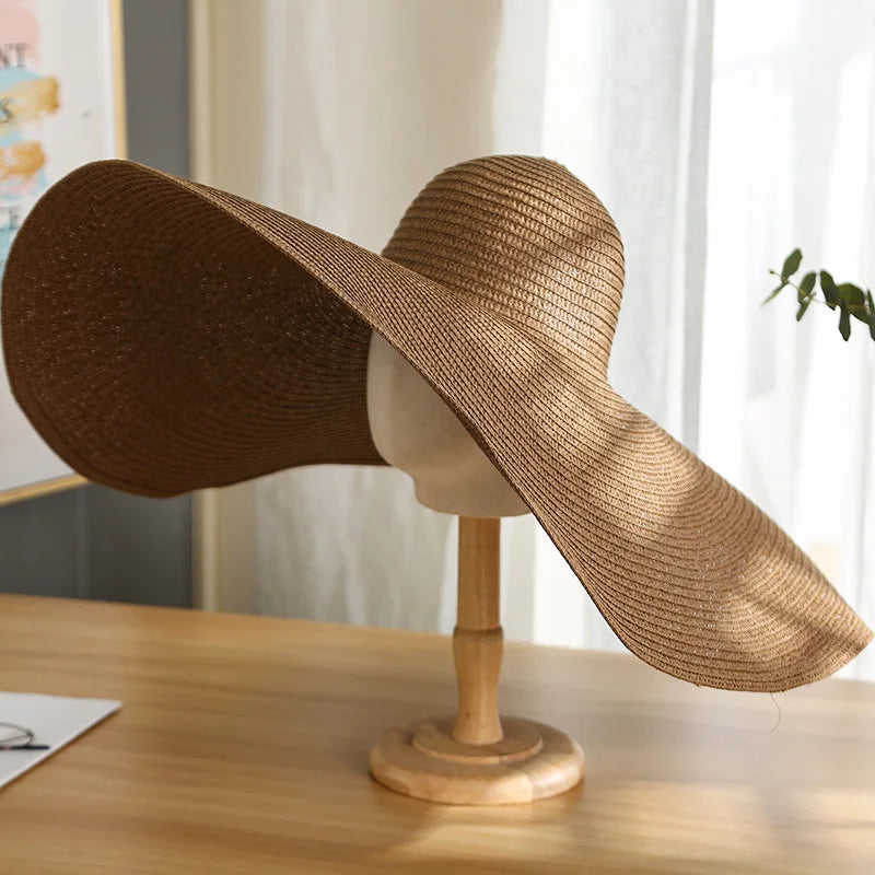 Oversized Wide Brim Foldable Straw Sun Hat