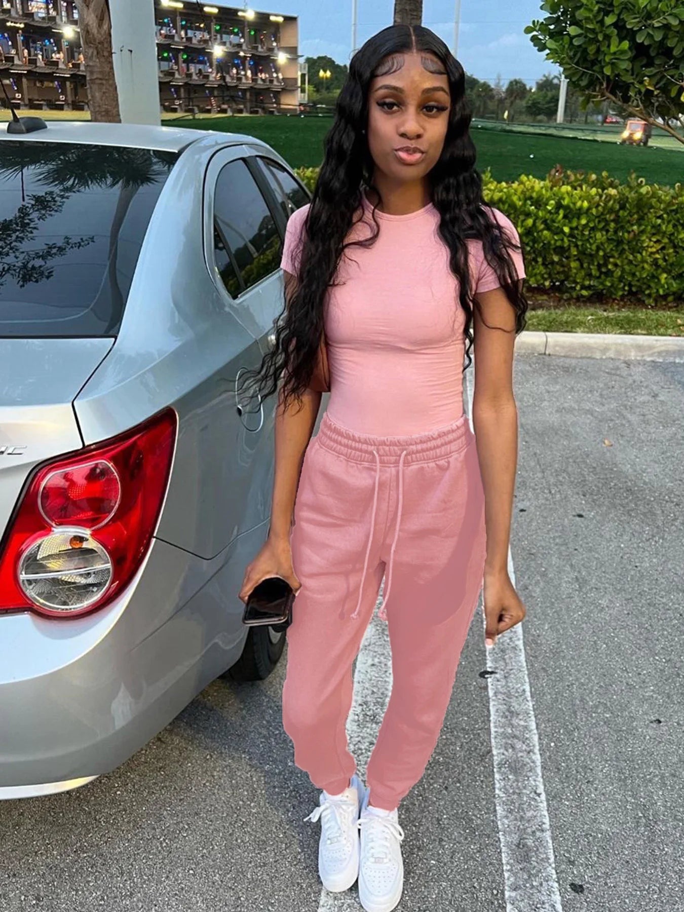 Solid Color Slim Tee & Jogger Pants Set