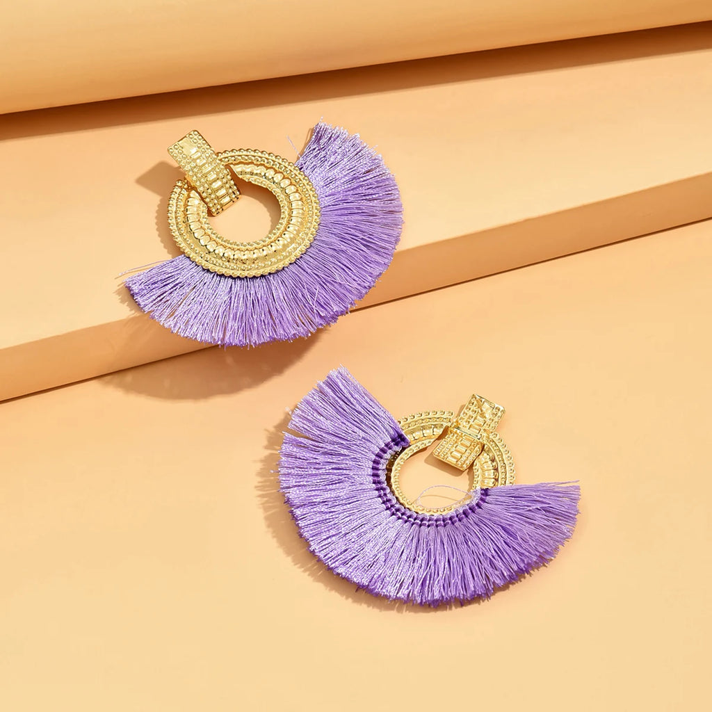 Boho Geometric Fan Stud Earrings | Bold Statement Earrings for Women