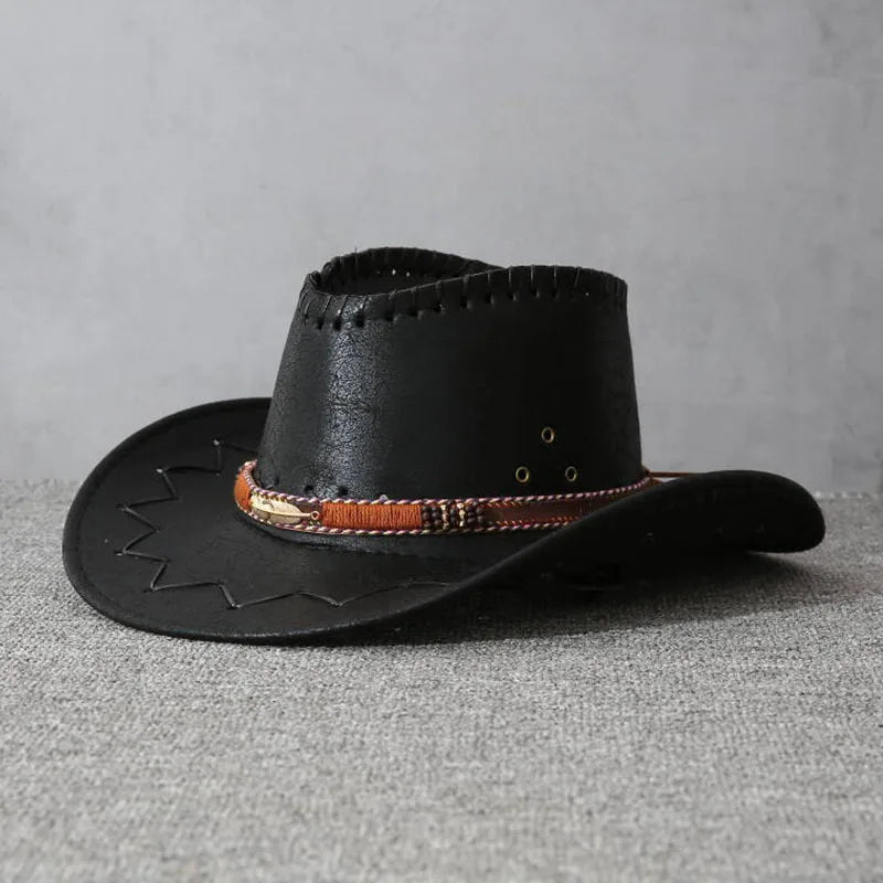 Vintage Faux Leather Western Cowboy Hat
