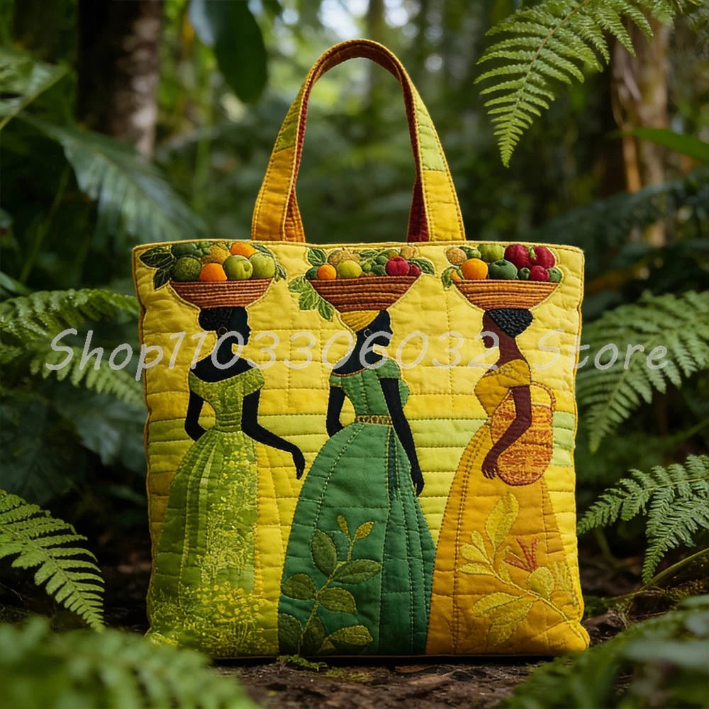 African American Vintage Quilted Tote | Outdoor Weekender Travel Bag