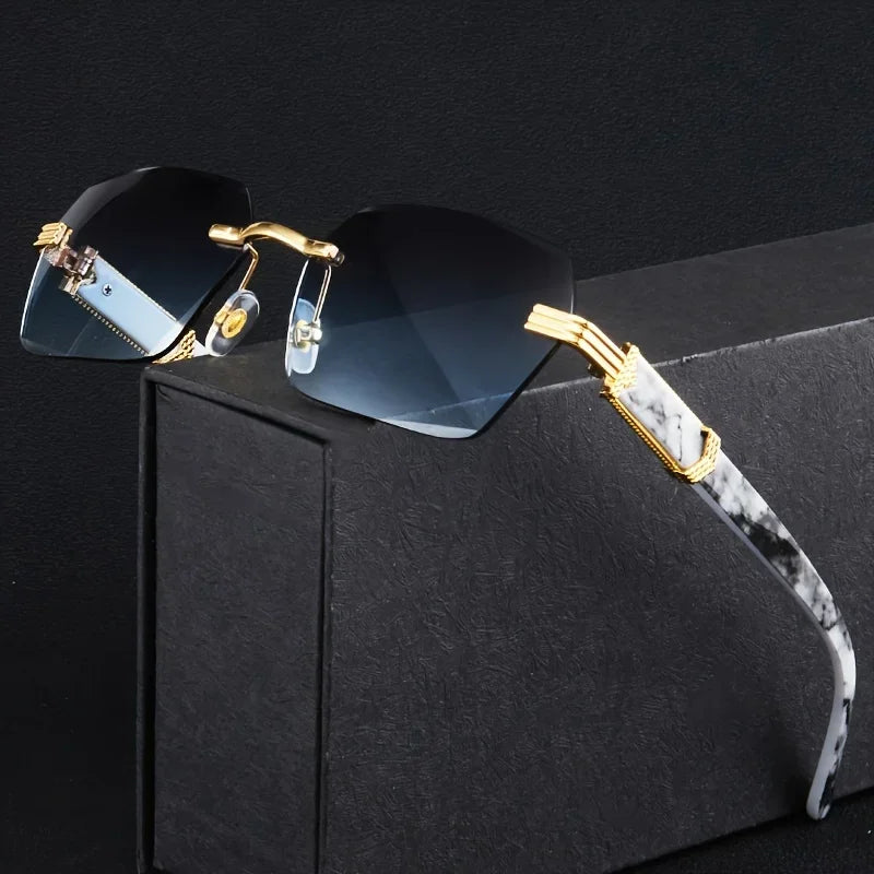 Rimless Square Sunglasses | UV400 Frameless Shades for Women & Men