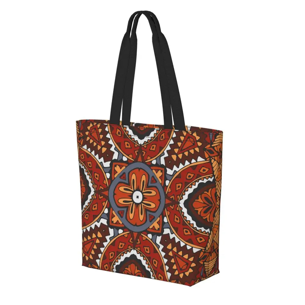 African Ankara Print Canvas Tote Bag | Washable Bohemian Shoulder Shopper