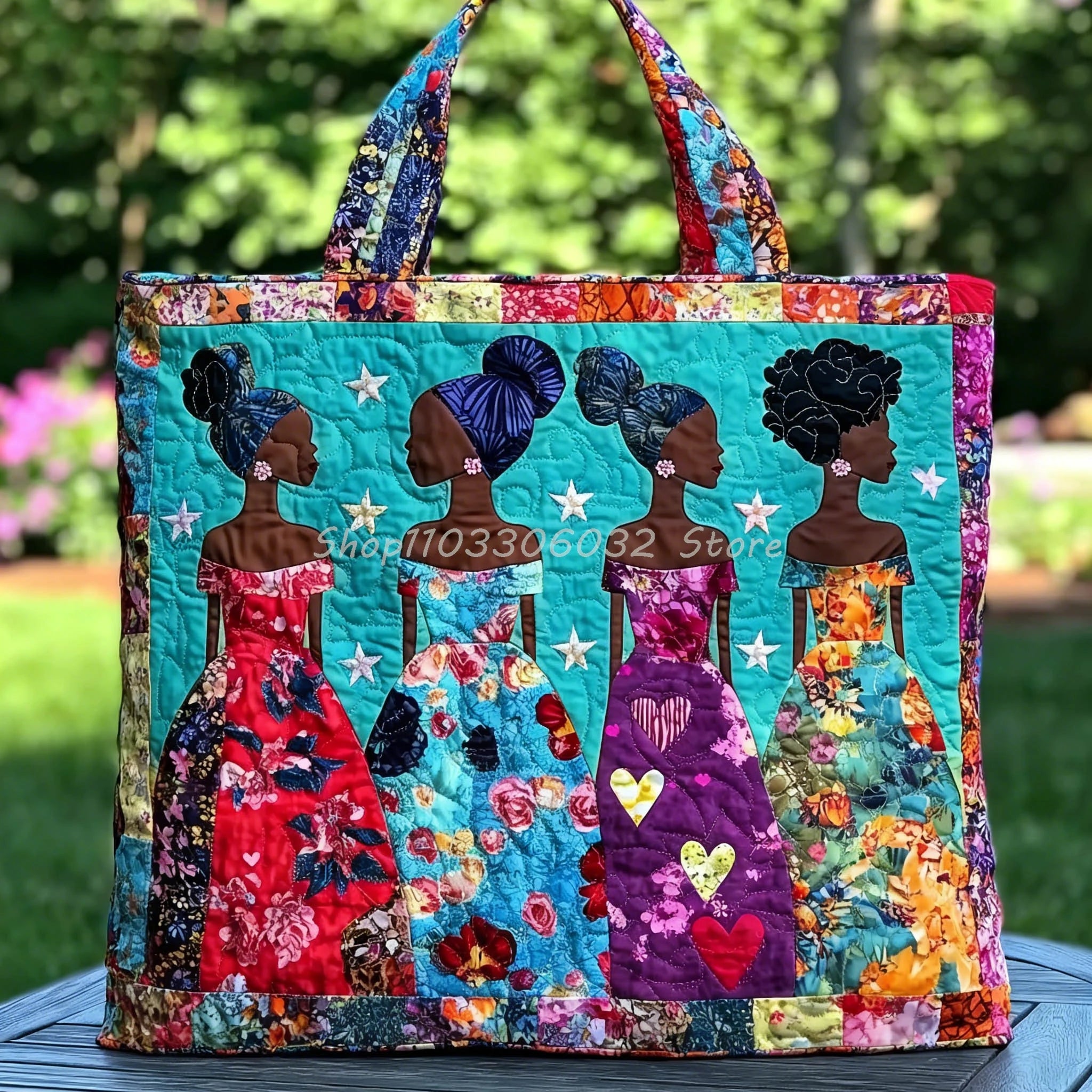 African American Vintage Quilted Tote | Outdoor Weekender Travel Bag