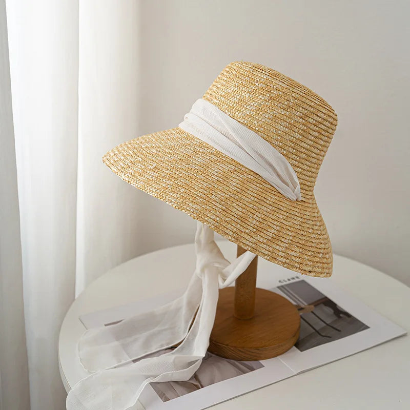 Bow Ribbon Big Brim Straw Sun Hat
