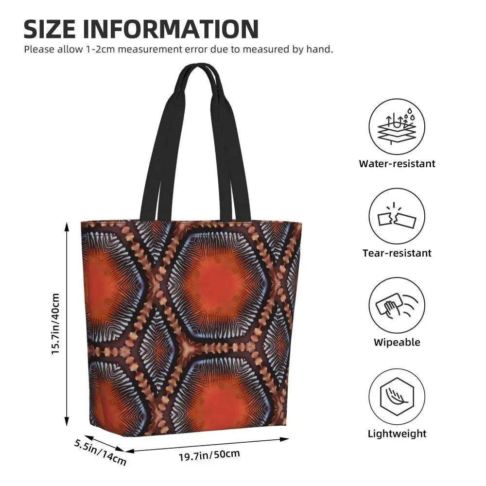African Ankara Print Canvas Tote Bag | Washable Bohemian Shoulder Shopper