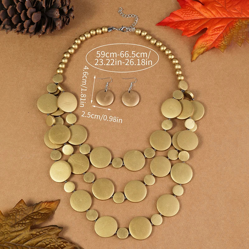 Bohemian Beaded Jewelry Set | Multilayer Necklace & Earrings