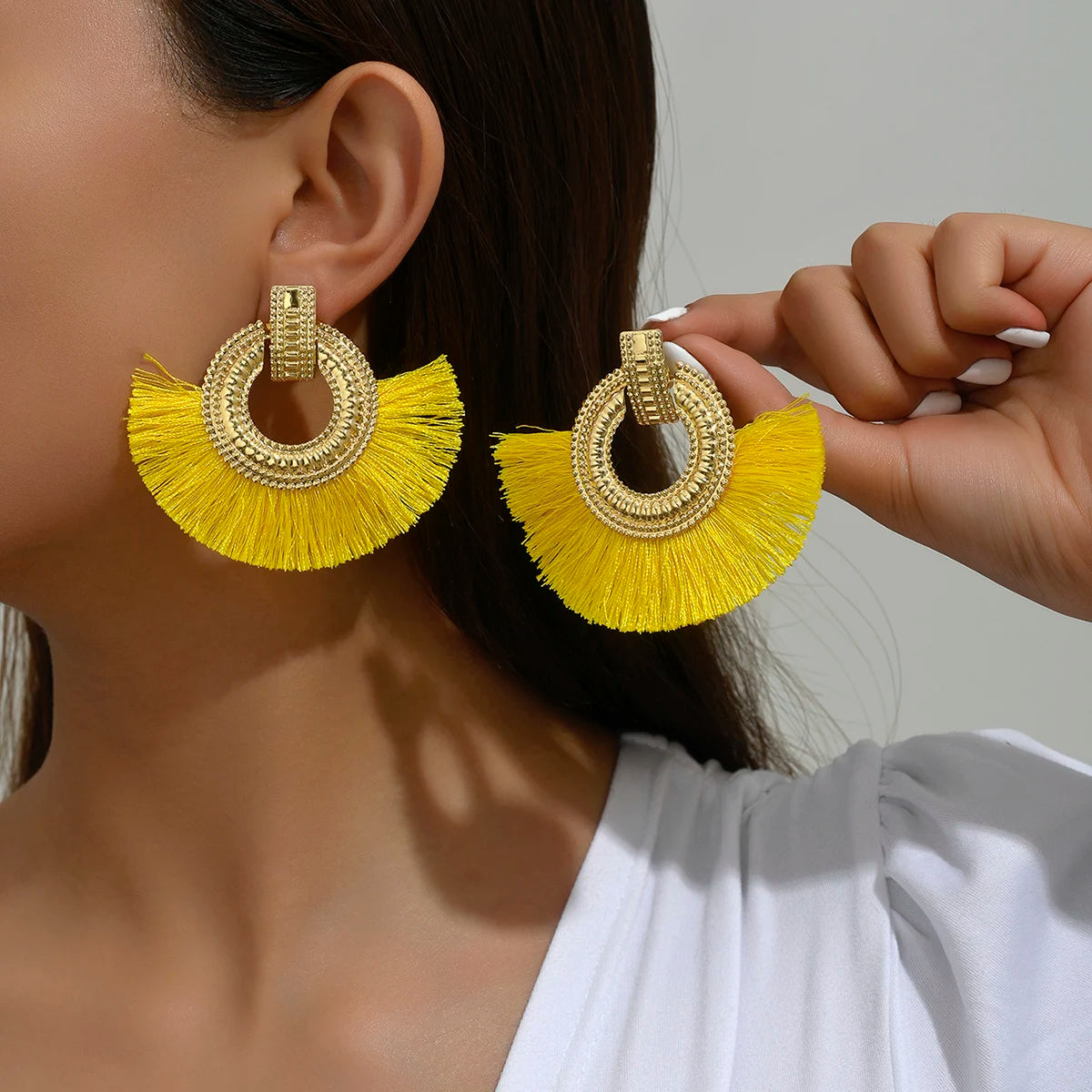 Boho Geometric Fan Stud Earrings | Bold Statement Earrings for Women