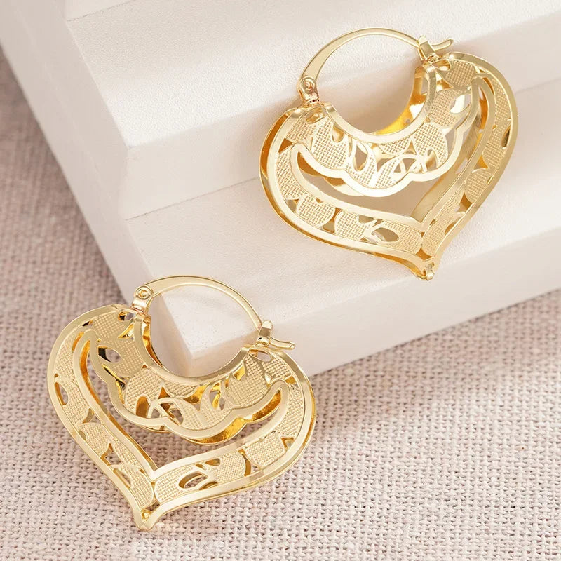 CZ Hollow Flower Hoop Earrings | Elegant Cubic Zirconia Ethnic Style Earrings for Women