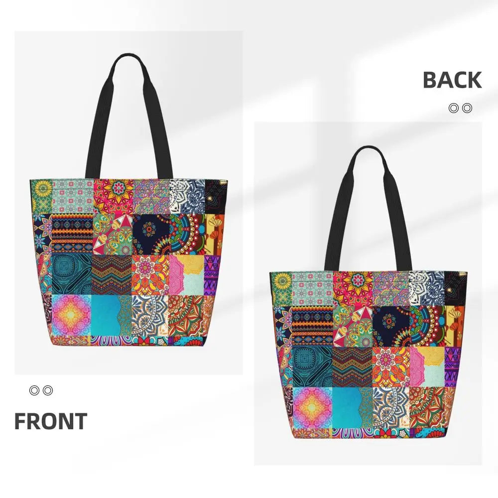 African Ankara Print Canvas Tote Bag | Washable Bohemian Shoulder Shopper