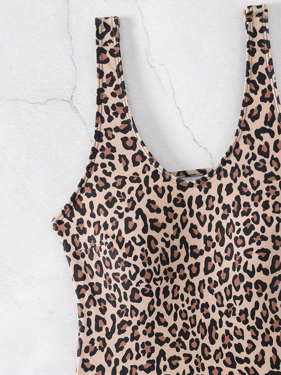 Leopard Print Backless Monokini | High Cut One-Piece Swimsuit for Women