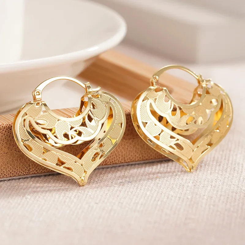 CZ Hollow Flower Hoop Earrings | Elegant Cubic Zirconia Ethnic Style Earrings for Women