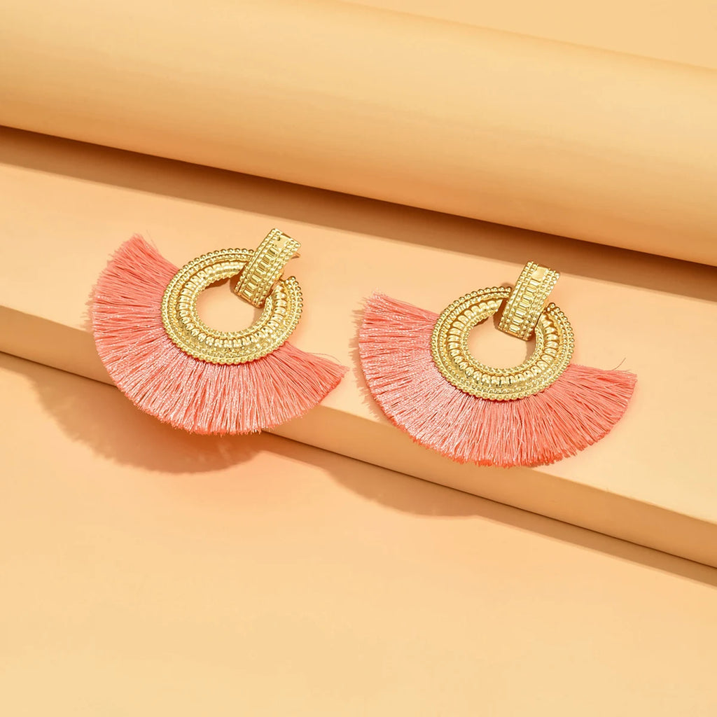 Boho Geometric Fan Stud Earrings | Bold Statement Earrings for Women