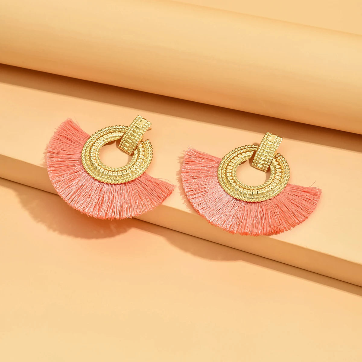 Boho Geometric Fan Stud Earrings | Bold Statement Earrings for Women
