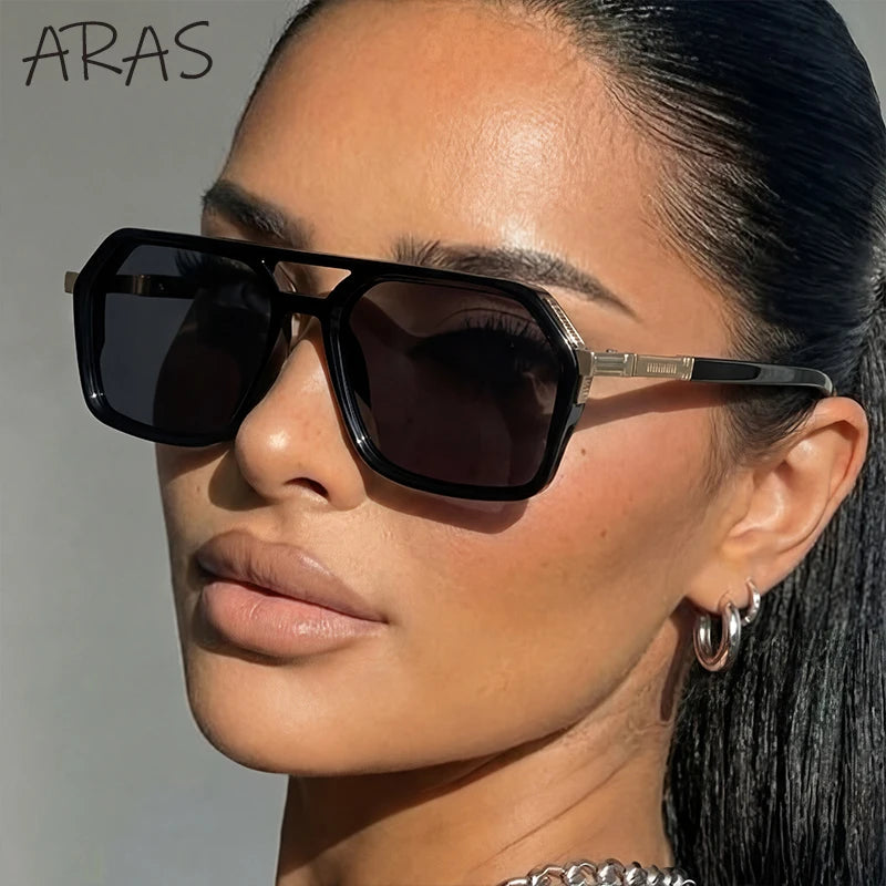 Vintage Steampunk Double Bridge Sunglasses | Polarized & Classic Shades for Women