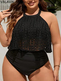 Women's Plus Size Solid Tankini Set | High-Waist Brazilian Two-Piece Swimsuit | Curvy Swimwear 0XL–4XL