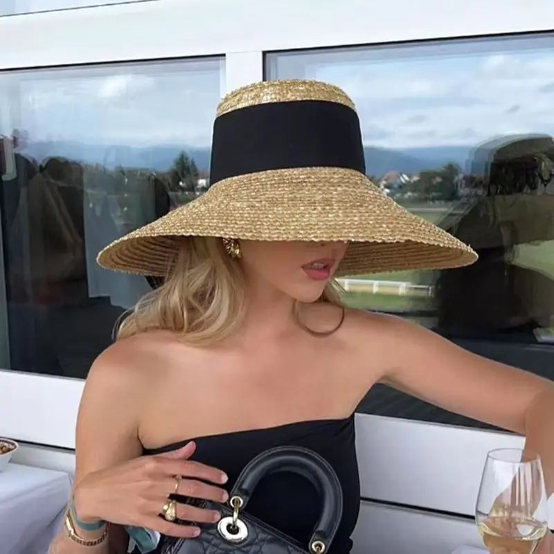 Bow Ribbon Big Brim Straw Sun Hat