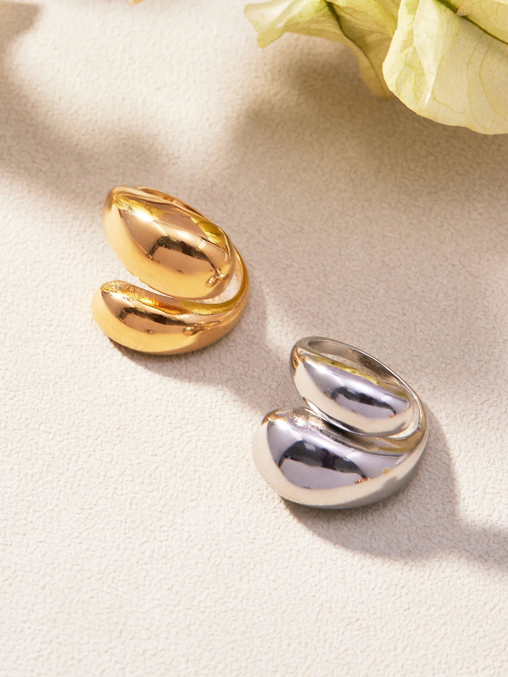 18K Gold Plated Stainless Steel Ring | Enamel Chunky Open Ring