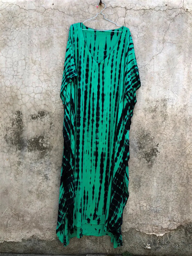 Bohemian Striped Beach Dress | Printed Kaftan Swimsuit Cover Up for Women