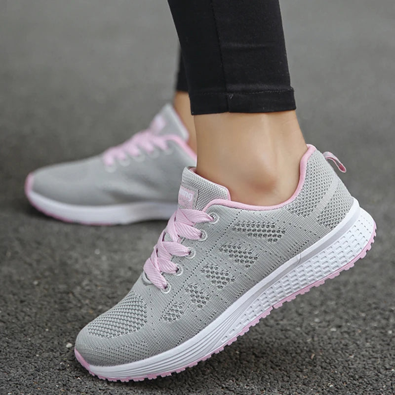 Women's Mesh Lace-Up Sneakers | Lightweight Casual Sports Shoes