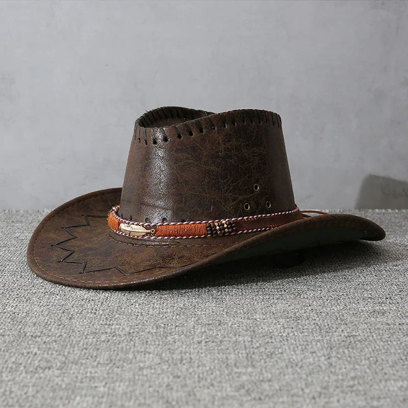 Vintage Faux Leather Western Cowboy Hat
