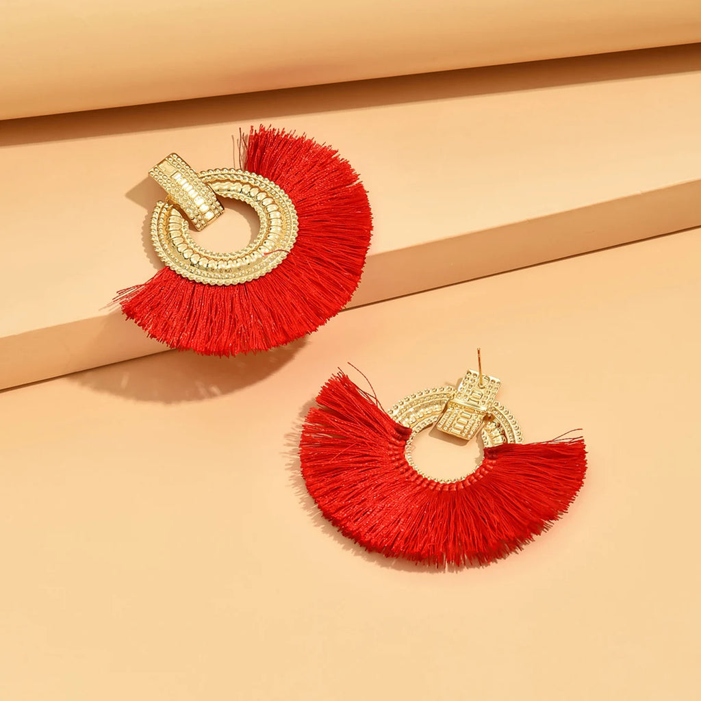 Boho Geometric Fan Stud Earrings | Bold Statement Earrings for Women