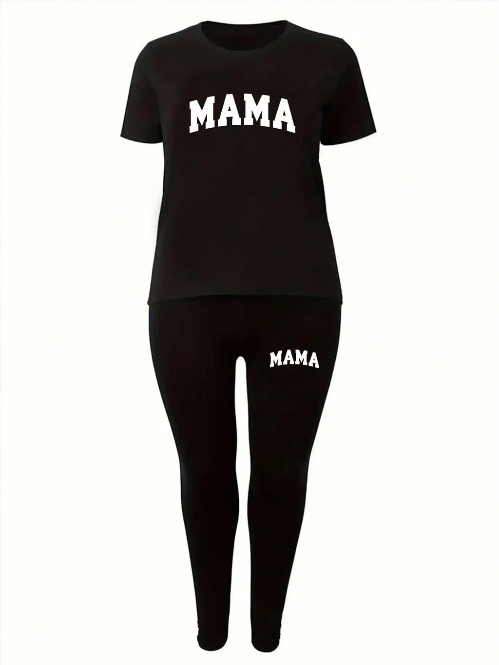 Letter Print T-Shirt & Pants Two-Piece Set