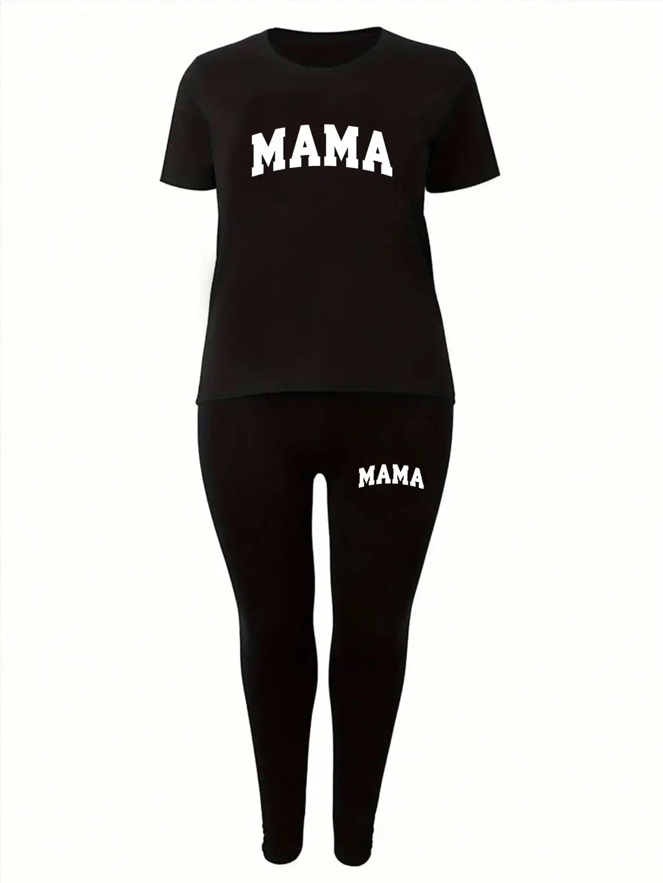 Letter Print T-Shirt & Pants Two-Piece Set