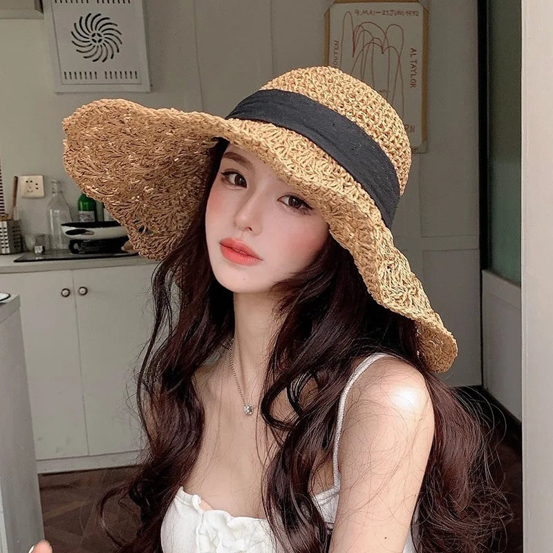Foldable Big Brim Straw Panama Sun Hat