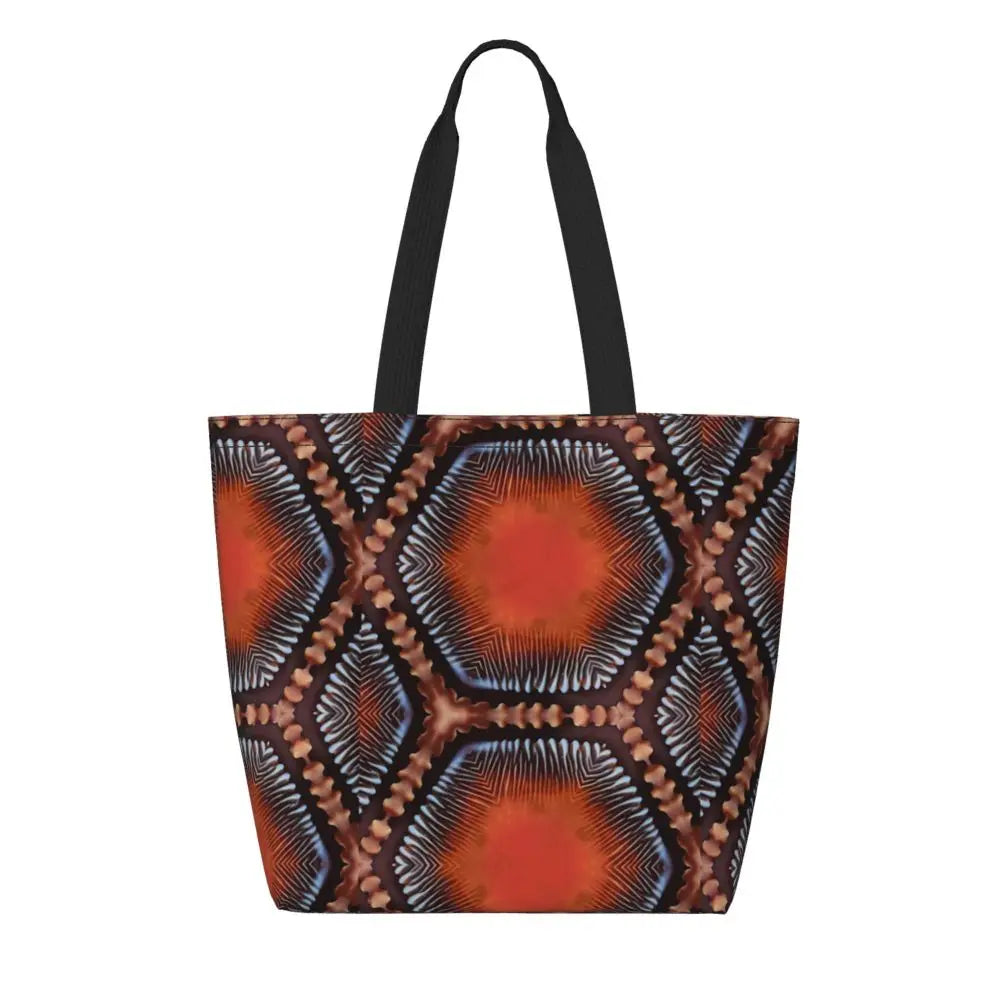 African Ankara Print Canvas Tote Bag | Washable Bohemian Shoulder Shopper