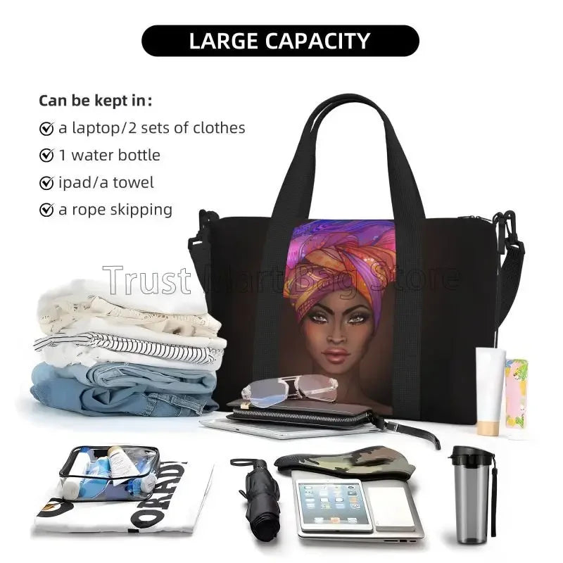 African American Woman Pattern Travel Duffel Bag | Foldable Waterproof Weekender