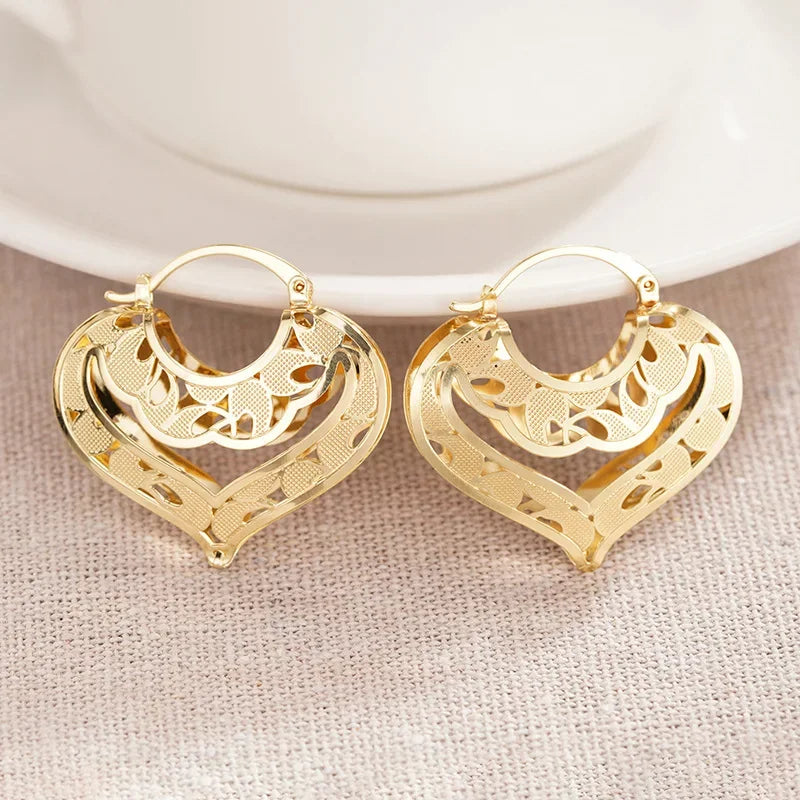 CZ Hollow Flower Hoop Earrings | Elegant Cubic Zirconia Ethnic Style Earrings for Women