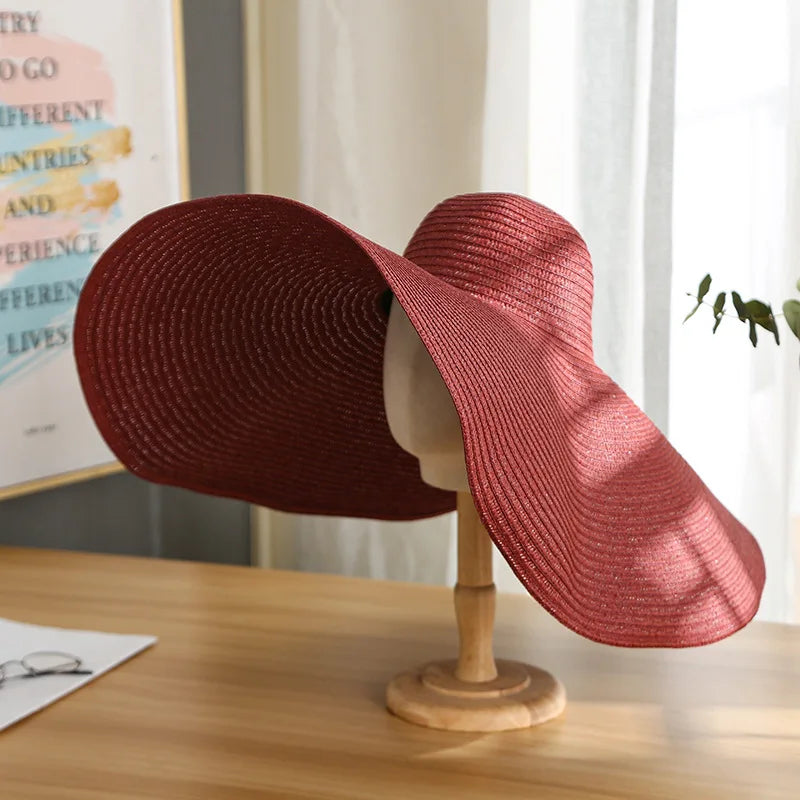 Oversized Wide Brim Foldable Straw Sun Hat