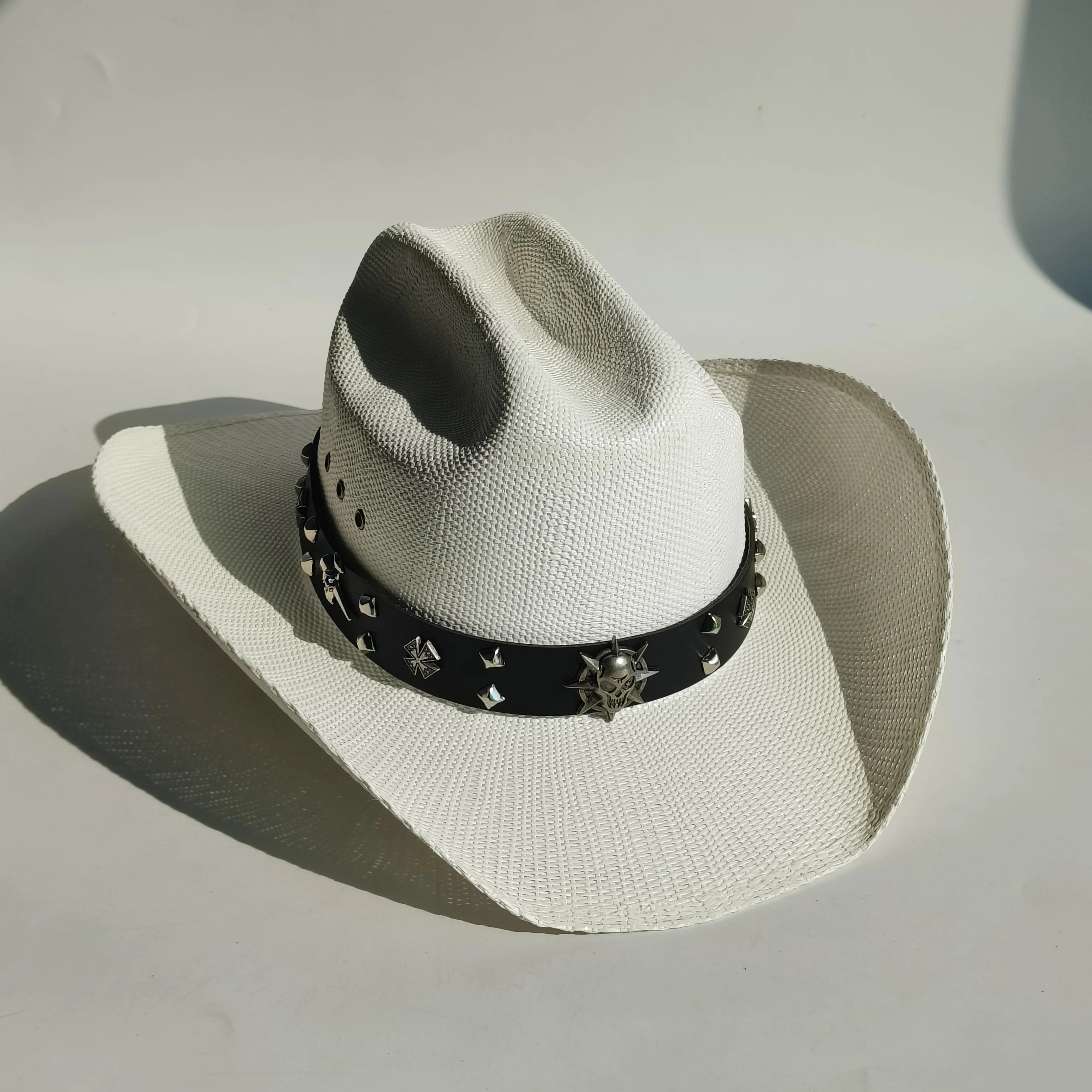 Western Straw Cowboy Hat with Turquoise Bolo Tie