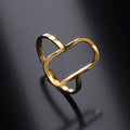 Rectangular Geometric Open Ring | 18K Gold-Plated Adjustable Stainless Steel Ring for Women