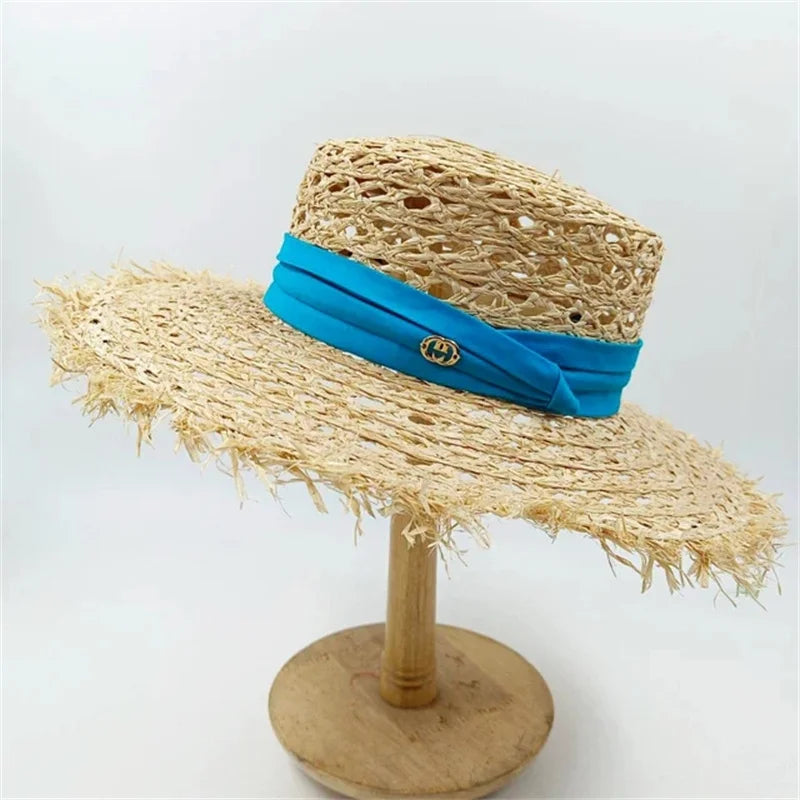 Flat Top French Straw Sun Hat
