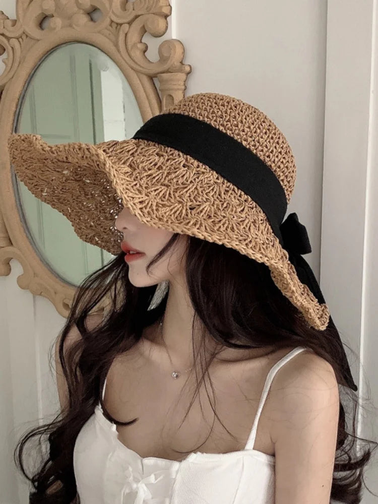 Foldable Big Brim Straw Panama Sun Hat