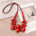 Vintage Ceramic Beads Pendant Necklace | Boho Y2K Rope Chain Necklace