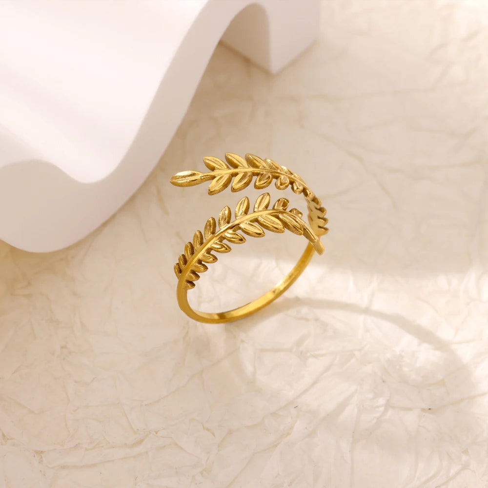 Zircon Geometric Ring Collection | 18K Gold-Plated Adjustable Stainless Steel Rings for Women