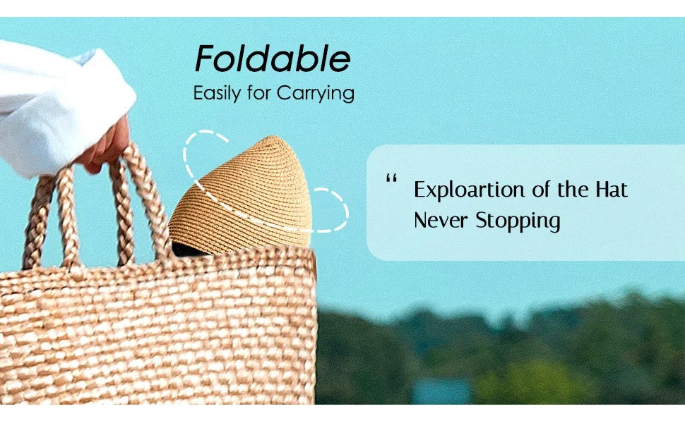 Foldable Wide Brim Straw Sun Hat