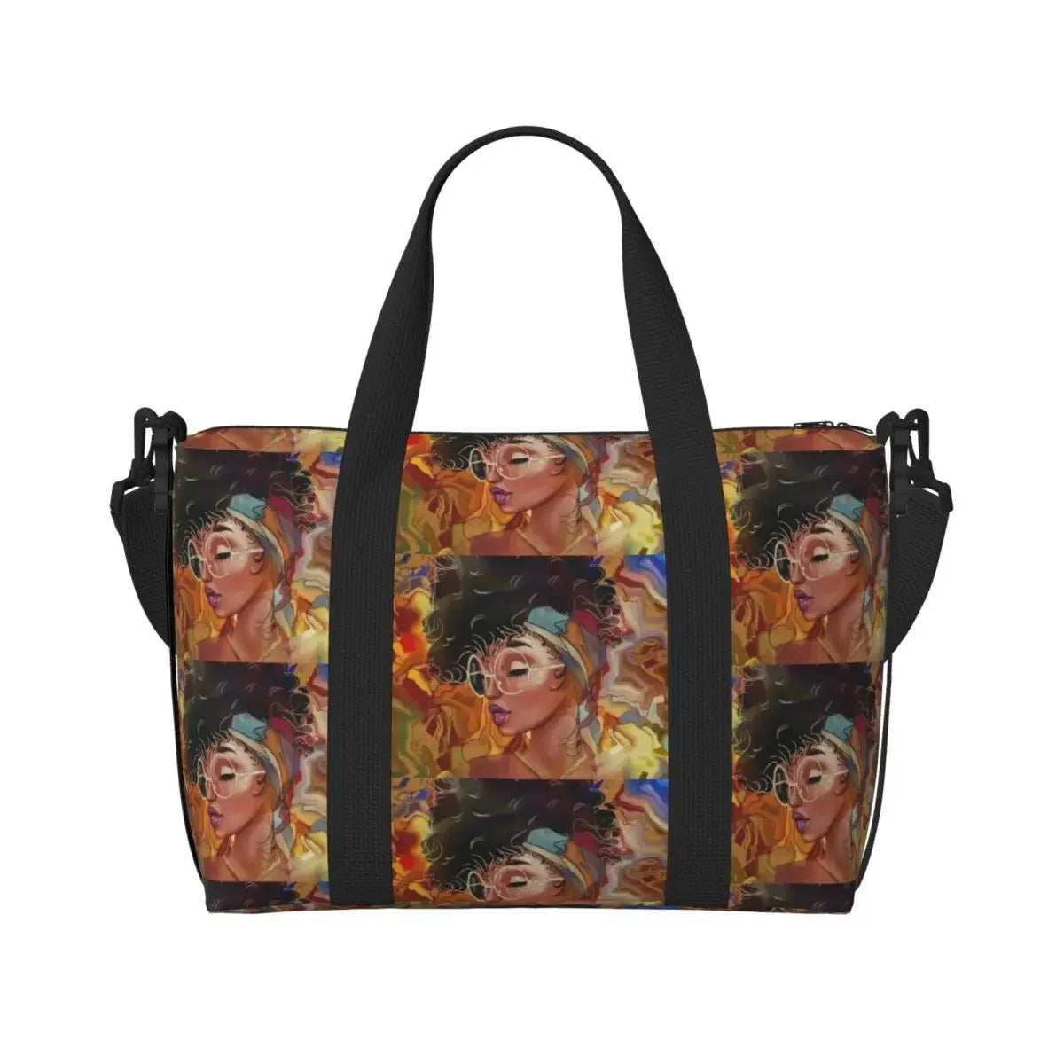 African American Woman Large Capacity Tote Bag | Beach, Gym & Travel Duffle